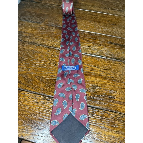 Oscar de la Renta Couture Paisley Necktie Burgundy Blue Men's Formal - Picture 2 of 4